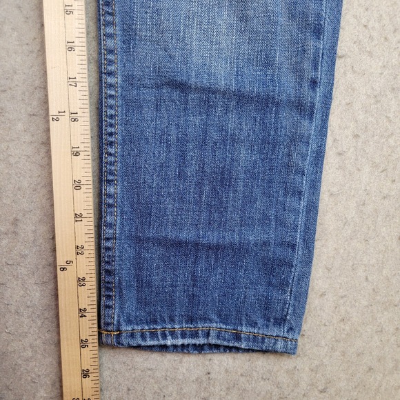 American Eagle Wide Leg Crop Jeans Womens 0 Blue Light Wash Distressed Vintage - Picture 10 of 12